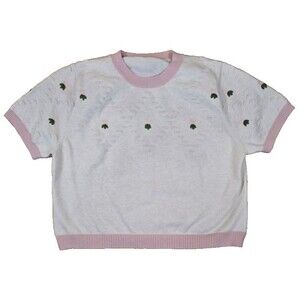 Cider 3XL Women's Short Sleeve Floral Embroidered Sweater Granny Feminine Soft